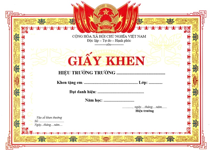Giấy khen học sinh, sinh viên