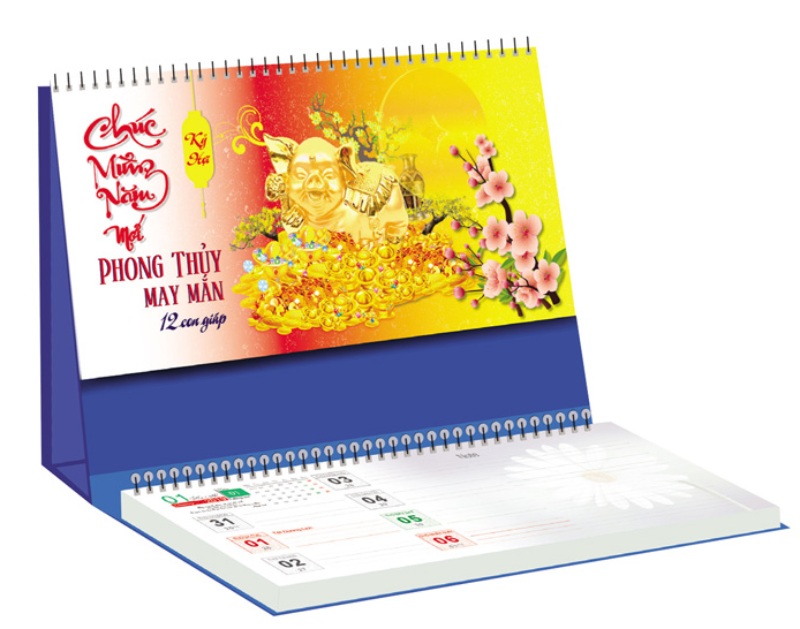 Lịch chữ M bìa cứng mạ vàng