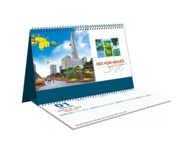 Lịch chữ M in hình sản phẩm