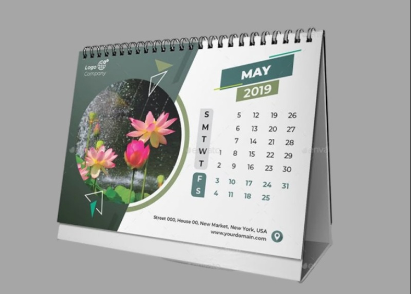 Lịch để bàn hoa sen trắng