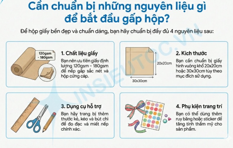 Gấp hộp giấy có nắp cần chuẩn bị những gì