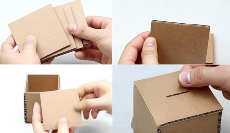 Làm hộp đựng tiền bằng bìa carton hình vuông