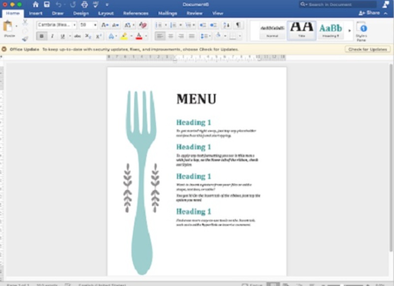Lý do làm menu quán ăn và cafe bằng Microsoft word