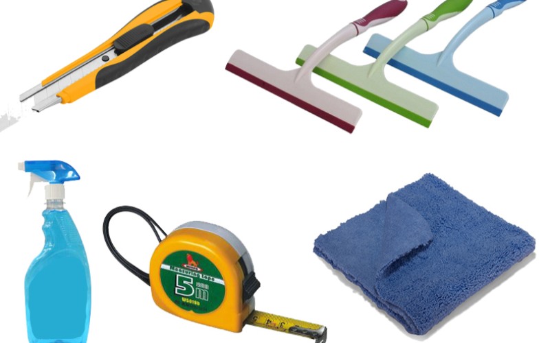 Dụng cụ chuẩn bị trước khi dán decal kính