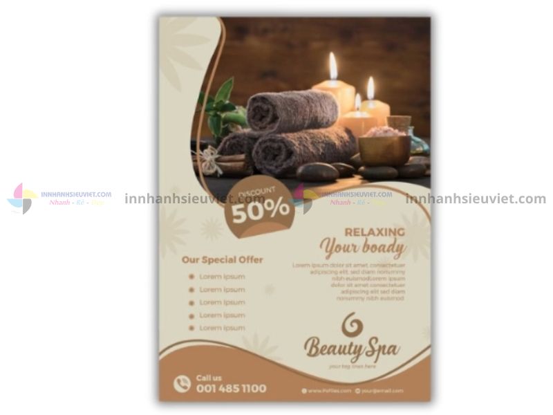 Mẫu tờ rơi spa khuyến mại đơn giản