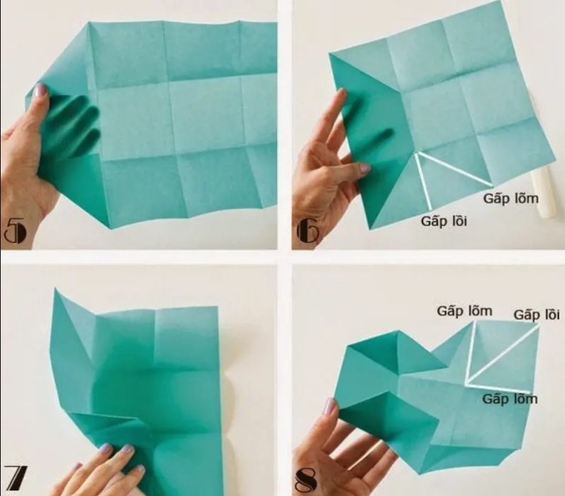 Gấp và dán thân hộp