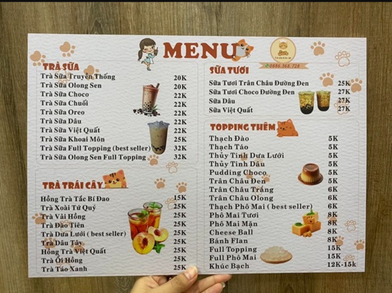 Kích thước menu cầm tay chuẩn