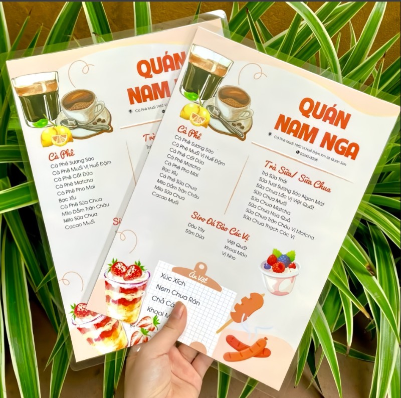 Menu cầm tay là dạng thực đơn khổ nhỏ thuộc nhóm ấn phẩm quảng cáo