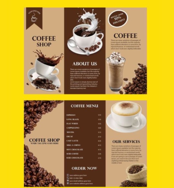 mẫu brochure cà phê đơn giản